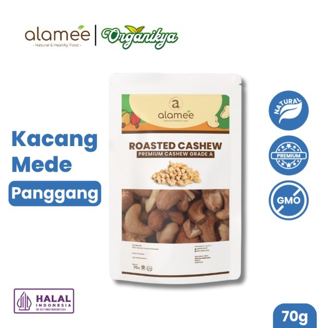 

ALAMEE Roasted Cashew Organic Kacang Mede Panggang Organik Mete Mente Oven Matang Premium Mini 70gr organikya