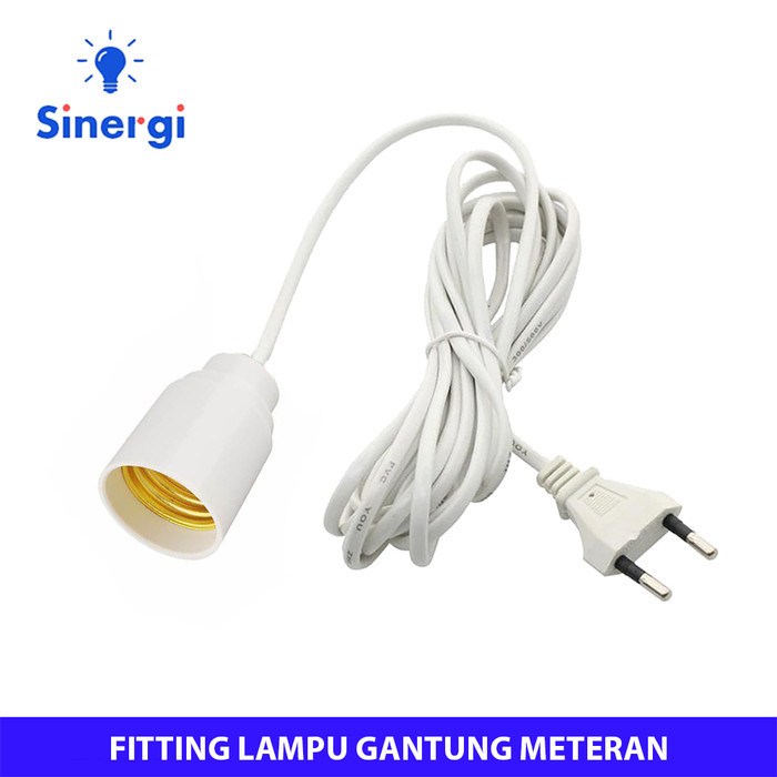Fitting Lampu Gantung E27 Kabel Meteran dan Steker Colokan