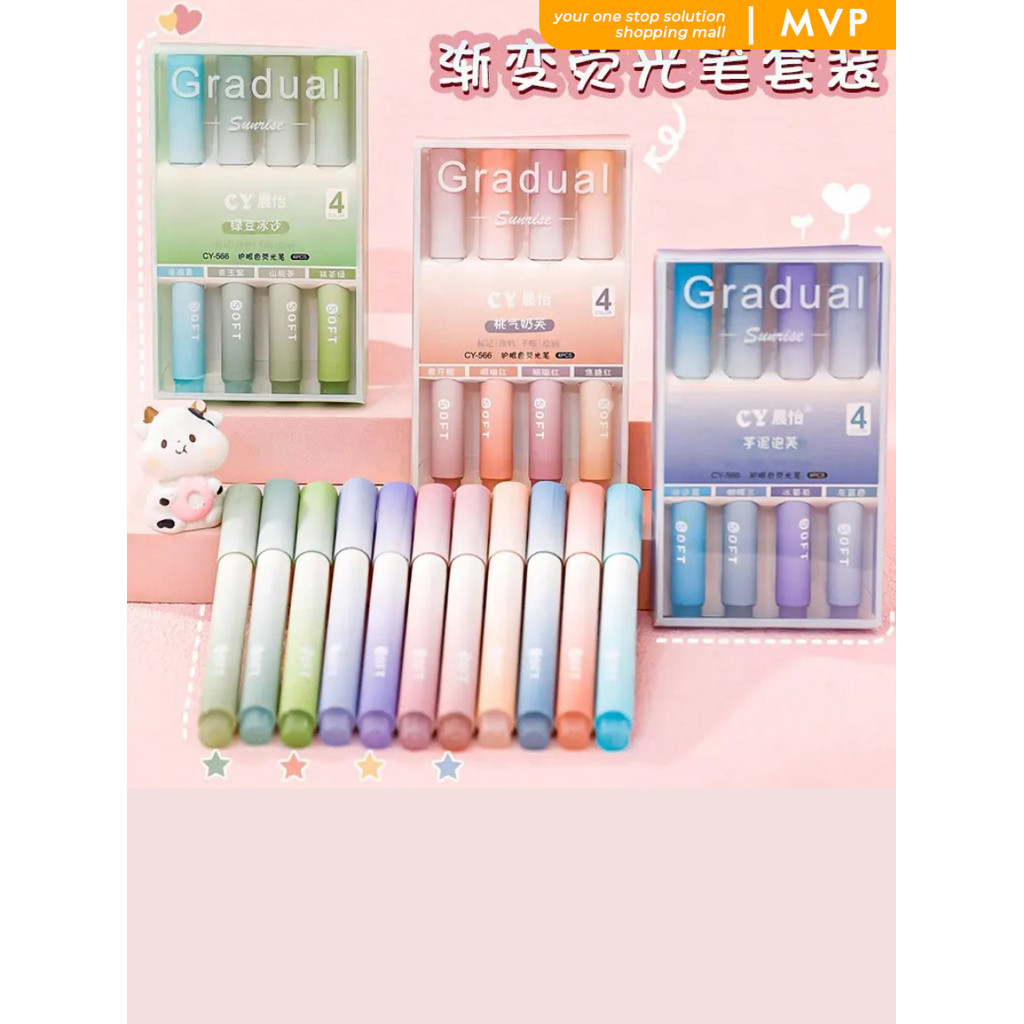 

MVP 1 Set 4pcs Highlighter Stabilo Warna Warni Pastel Spidol Highlighter Penanda Tulisan