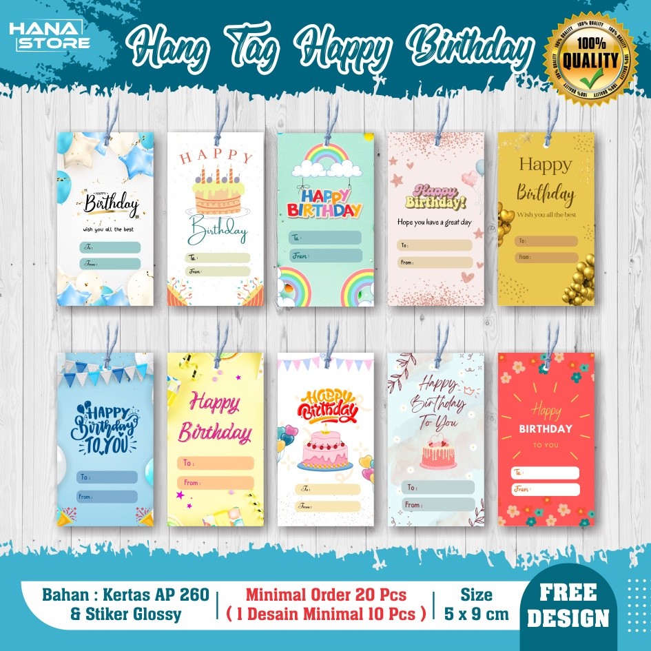 STIKER / KARTU HANG TAG HAPPY BIRTHDAY - GIFT CARD - STIKER KARTU UCAPAN BIRTHDAY - AESTHETIC - KART