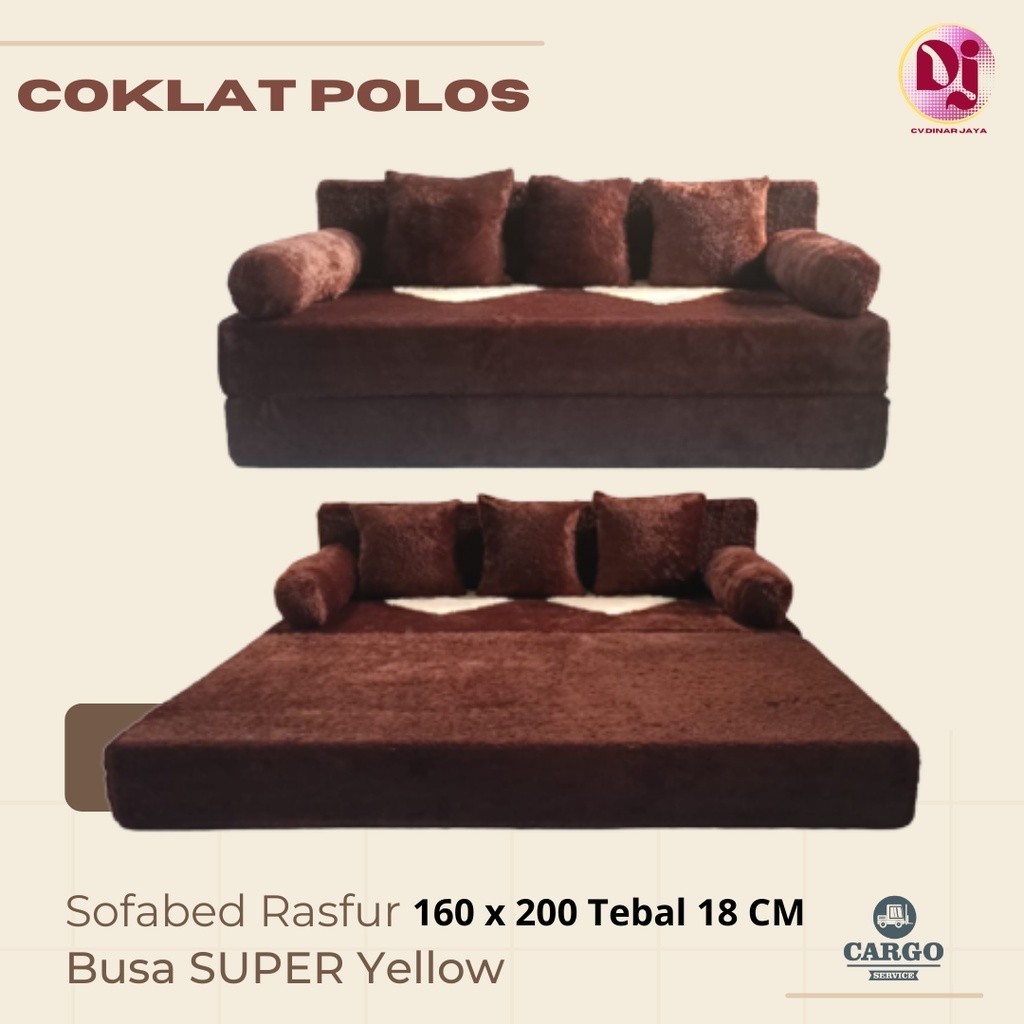 Kasur Busa Sofabed Lipat Kursi Tamu Minimalis Bulu Rasfur Ukuran 200X160 Tebal 18 CM