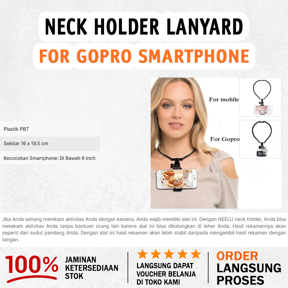 Neck Holder Lanyard Strap Kalung Leher || Untuk GoPro Smartphone