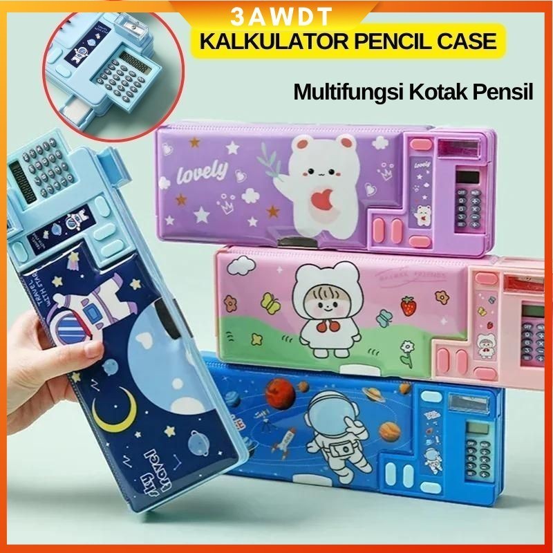 

AT CODTempat Pensil 2 Layer Multifungsi Motif Unicorn / Dinosaurus / Astronot Untuk Anak