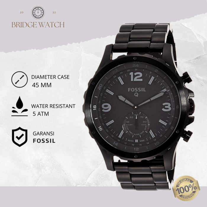 Jam Tangan Pria Fossil Hybrid Smartwatch Nate Hitam Original FTW1115