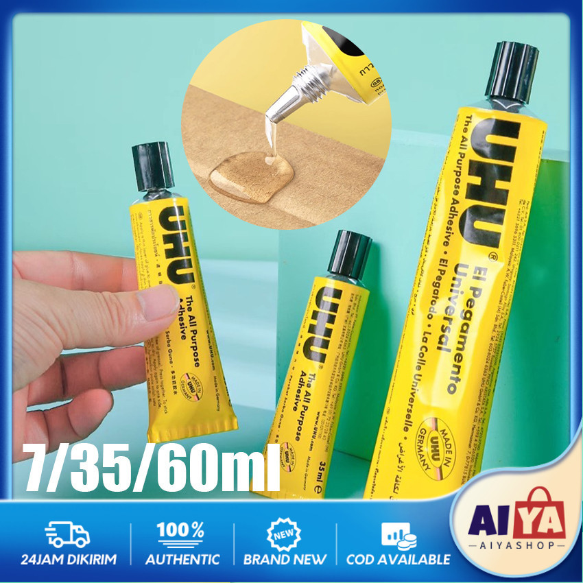 Lem UHU Glue Super Kuat Serbaguna Tahan Air Lem Sepatu Kayu Plastik Kain Kulit Kaca Besi Dsb