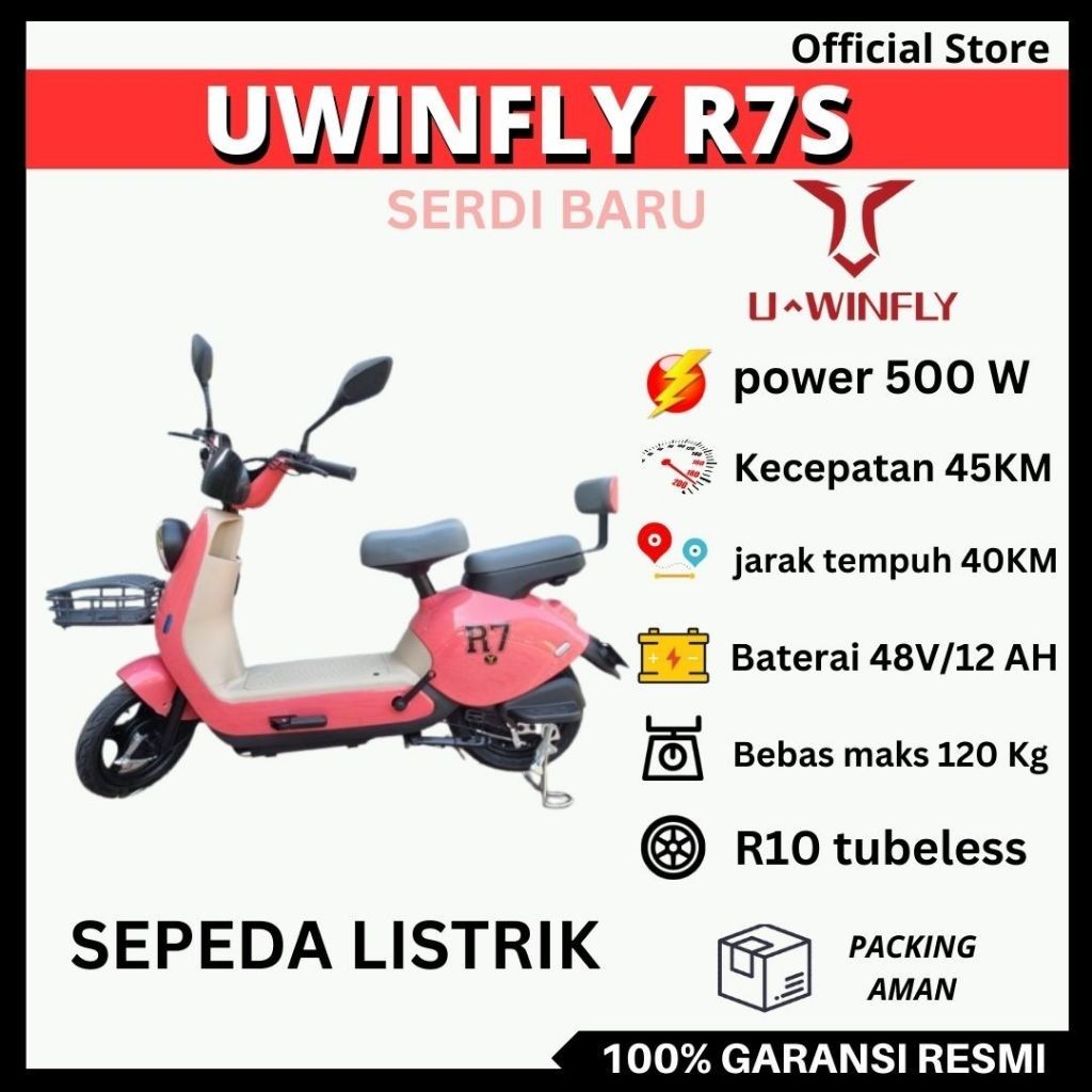 SEPEDA LISTRIK UWINFLY R7S - SEPEDA LISTRIK R7 S UWINFLY POWER 500W SEPEDA LISTRIK MURAH