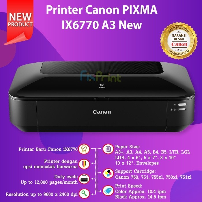 Printer Canon PIXMA IX6770 IX 6770 IX-6770 Print A3 GARANSI RESMI