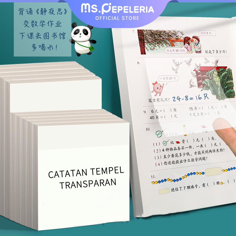 

Sticky Notes Transparan Plastik 1 Pcs Kertas Memo/Tanda kunci koreksi kesalahan warna stiker label post-it-Ms.Pepeleria