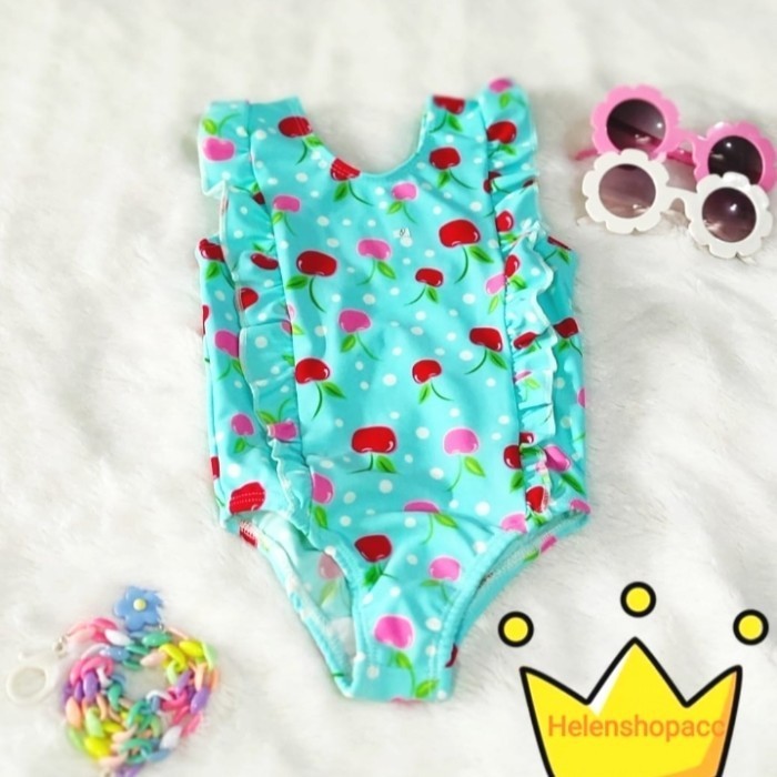 BISA COD - Baju renang bayi 3bln-7thn swimsuit anak perempuan import HL fashion - Apel Hijau, 6-7thn