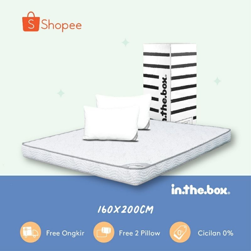 Kasur INTHEBOX HYBRID 15 Uk.160x200x15 Kasur Busa dan Memory Free 2 Bantal