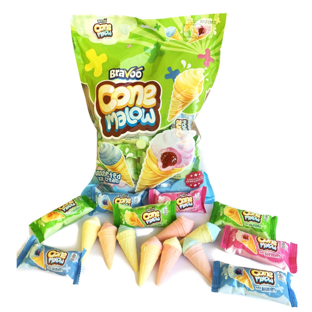 

CONE MALLOW 20 PCS MARSMALLOW ANEKA SNACK RASA Snacks Makanan Manis Rendah gula