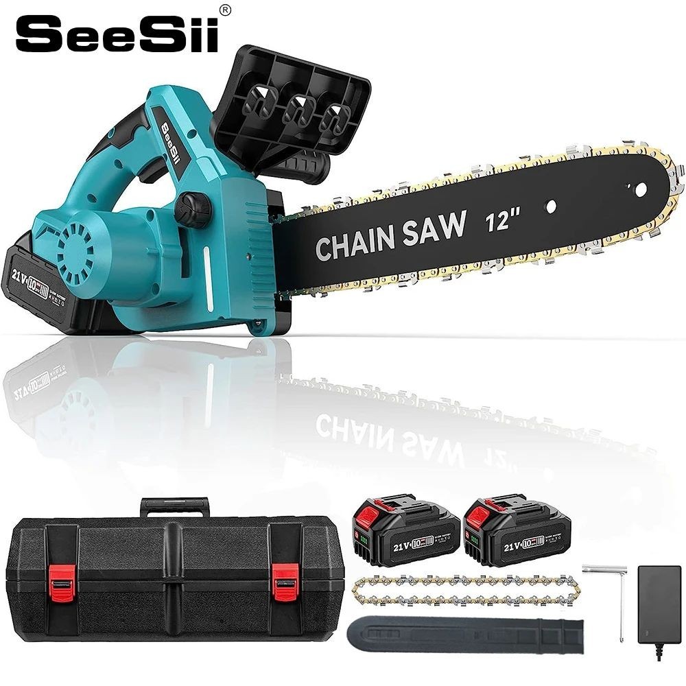 SEESII 12 Inch Brushless Electric Chainsaw Cordless Chain Saw With Battery Wood Cutting Garden Pruni