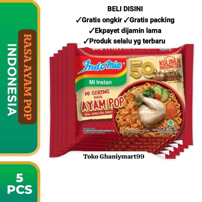 

Indomie goreng rasa ayam pop 10 pcs bungkus