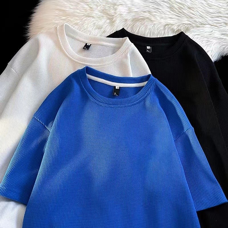 NS waffle shirt men - Fresh Release Round Neck Waffle Knit Shirt
