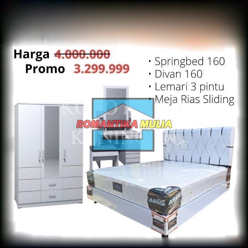 (SIAP KIRIM) Paket Lamaran Seserahan Furniture Kamar Set / Spring bed  Full Set 160x200 / Kasur