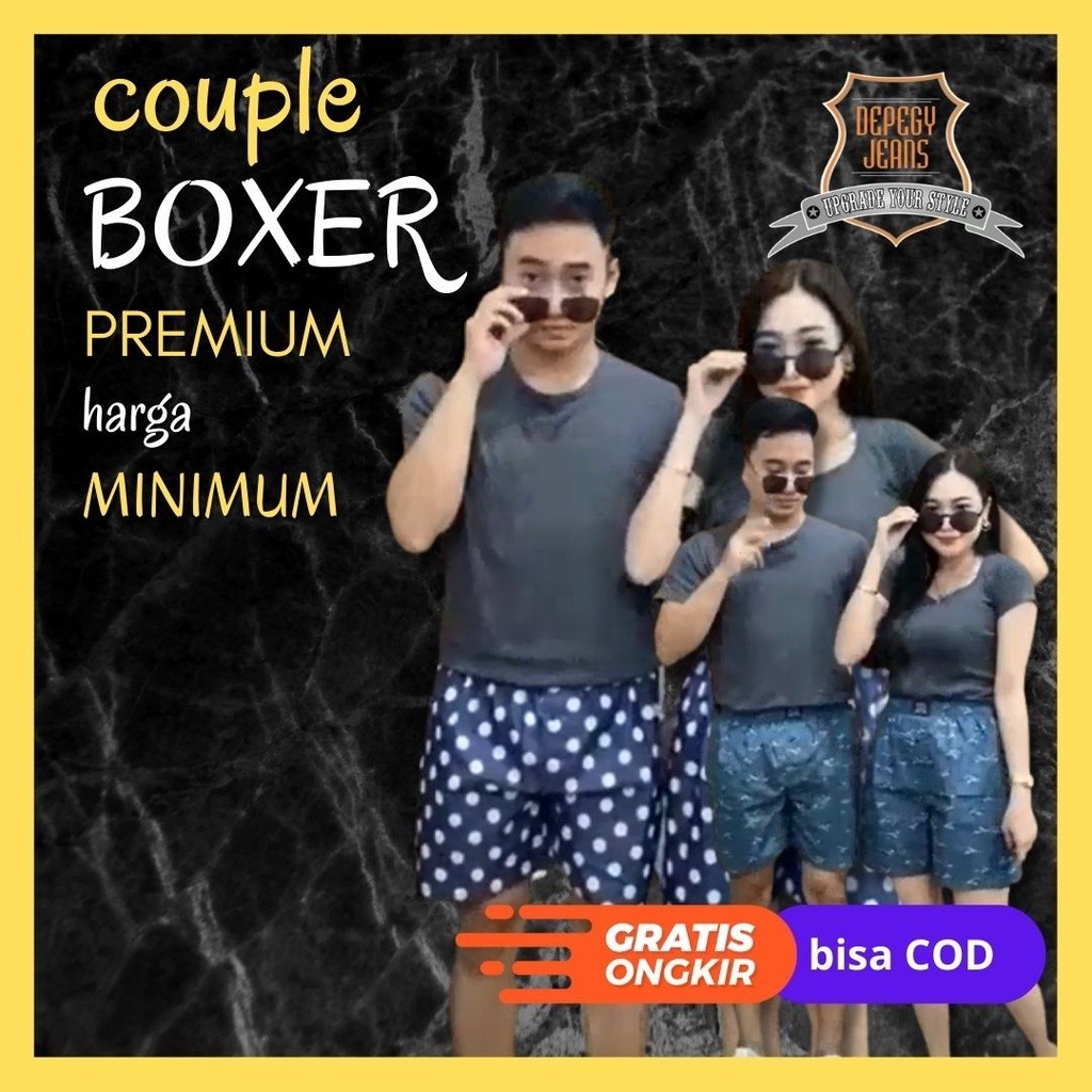 Boxer Pria Dewasa Couple 2pcs Bokser Laki Laki Wanita Unisek Original 100% Distro Motif Katun Premiu