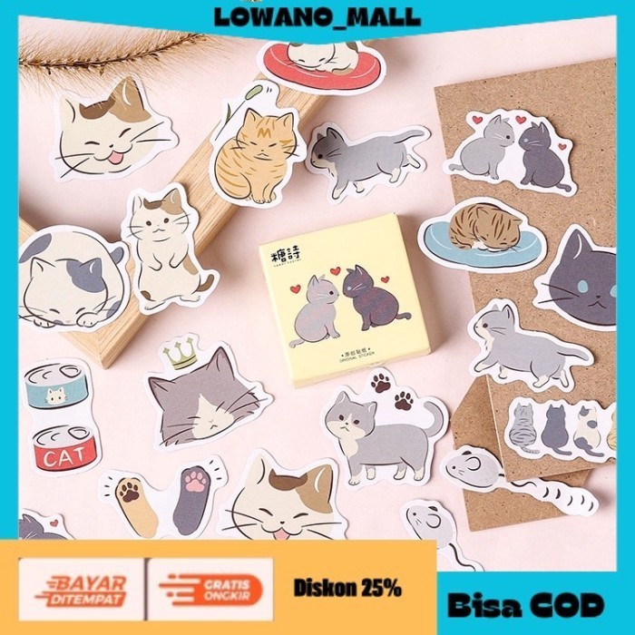 

[[LOWANOMALL6]] TERLARIS Sticker Pack Kucing Pet Lucu 002 Stiker Decorative Gwiyeo DIY Journal COD