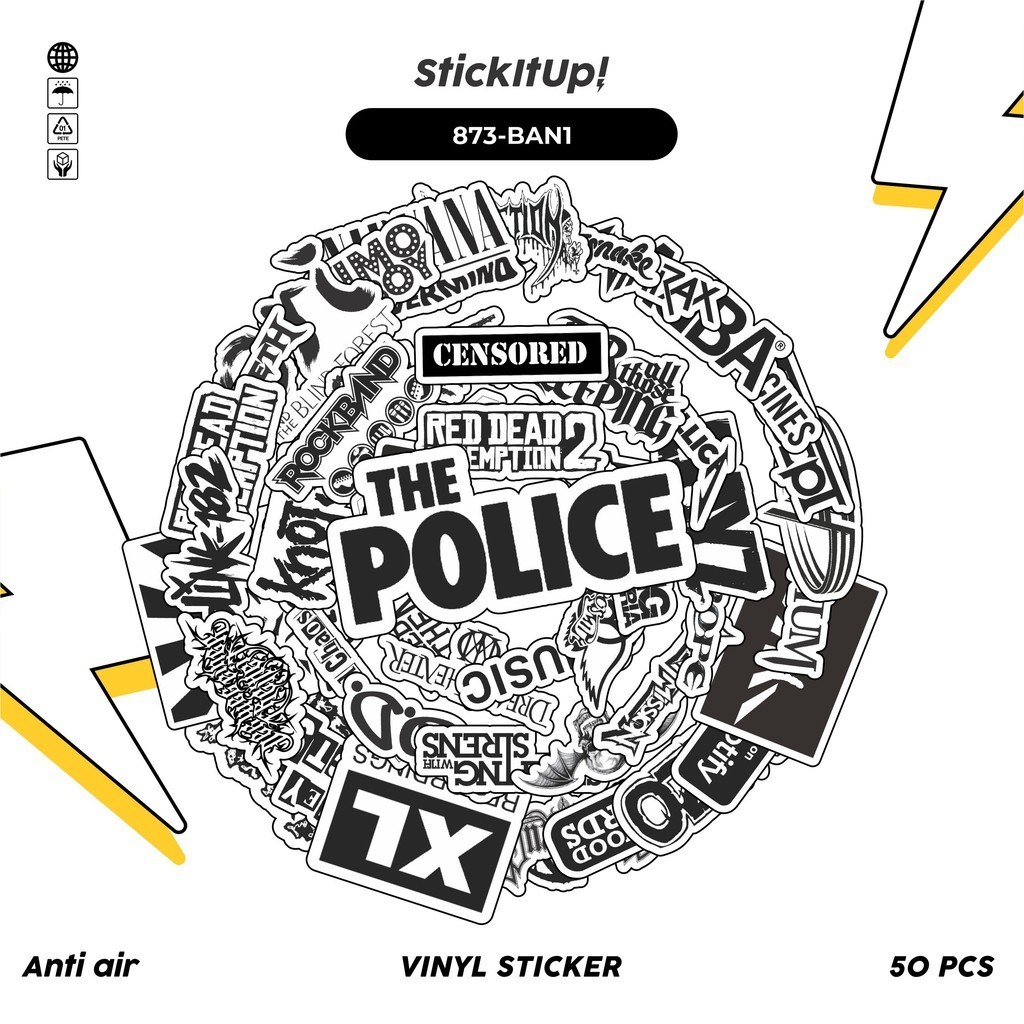 

COD✨ 50 PCS STIKER Aesthethic BAND Music Rock Punk Heavy Metal Vinyl Waterproof - Sticker Helm Buku Journal Koper Motor Casing HP Laptop Tumbler Botol Minum Sepeda IPad Tablet Polaroid Kulkas