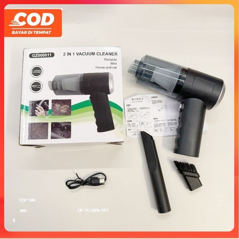 Vacum Cleaner Portable Mini 2in1 Vacuum Cleaner Penyedot Debu Mobil Recharger Baterai