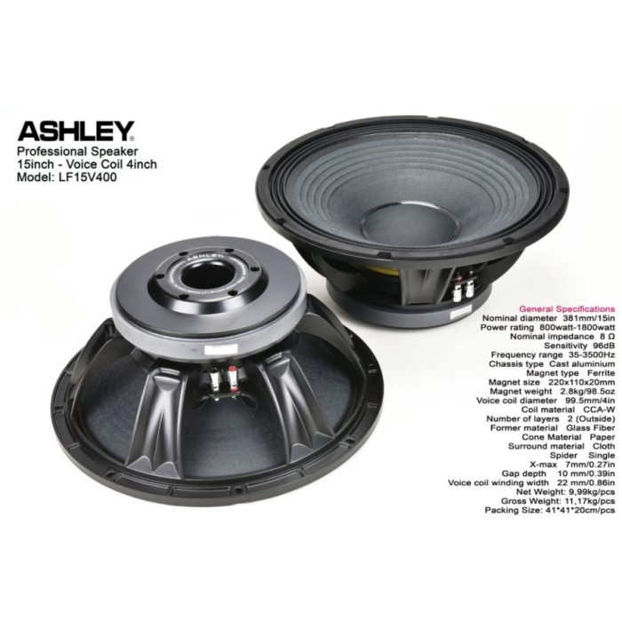 Speaker Ashley LF15V400 LF 15 V400 LF 15 V 400 Original 15 Inch Original