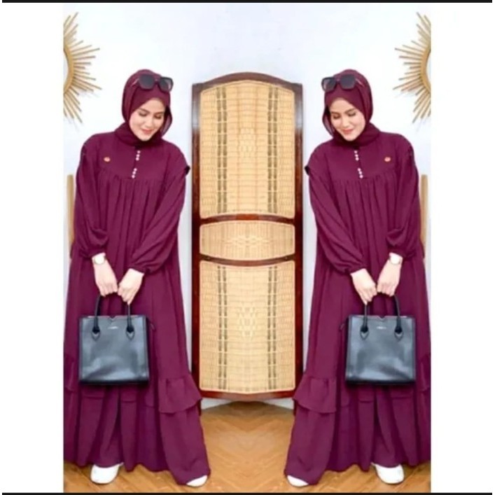 Terlaris ✨ -Top KALA DRESS CRINKLE AIRFLOW PREMIUM LD 130 GAMIS JUMBO NEW KALA DRE - M