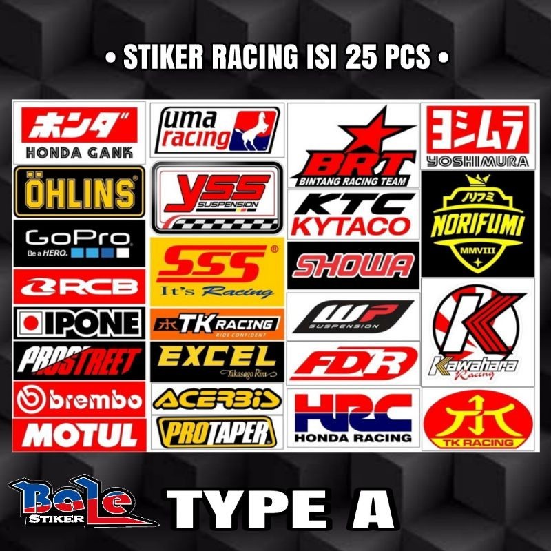 STIKER PACK RACING ISI 25 / 8 PCS sticker motor balap