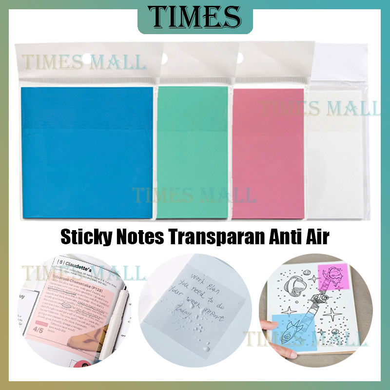 

Sticky Notes Pad Plastik Transparan/Transparent Sticky Notes Untuk Sekolah Kantor/Plastic Transparent Memo Tempel/Lembar Sticky Note Transparan Untuk Pelajar/Sticky Note Transparan Tahan Air Untuk Sekolah