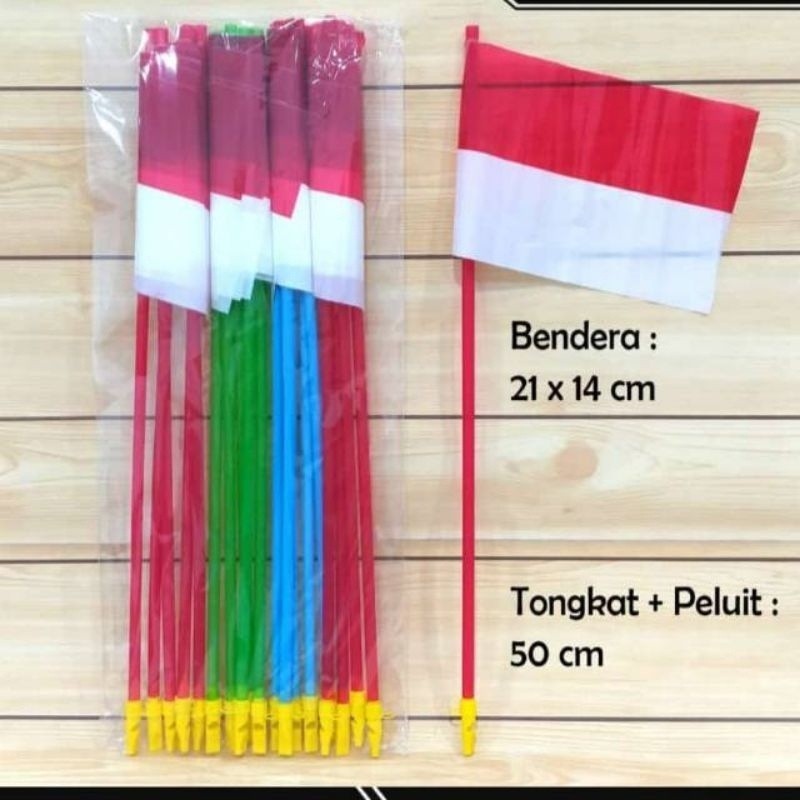 (40pcs) PLUIT BENDERA Merah putih/Mainan peluit Bendera/Bendera Plastik