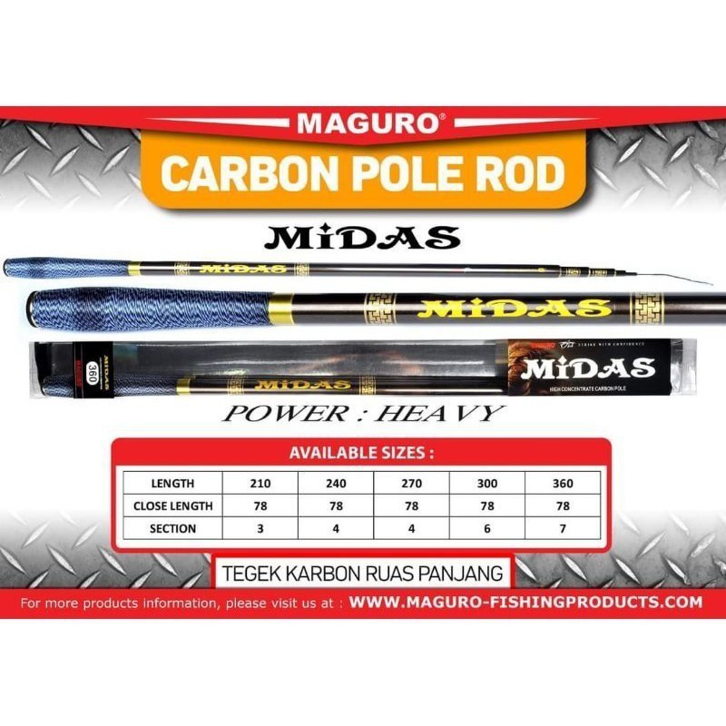 Joran Tegek Maguro MIDAS | 210 s/d 360 | Tegek Carbon | Ruas Panjang