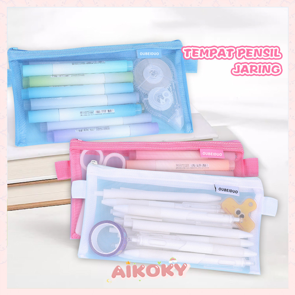 

AIKOKY Kotak Tempat Pensil Jaring / Dompet Jaring Transparan