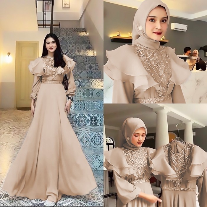 dress megati coksu champigne Baju pesta remaja cantik murah - KB