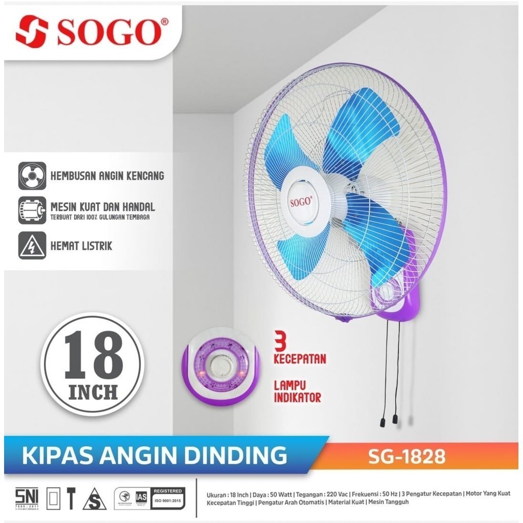 Kipas Angin Tornado Besi/Wall Fan-Tembok/Wallfan Sogo 18 Inch SG 1828 - BALING 4