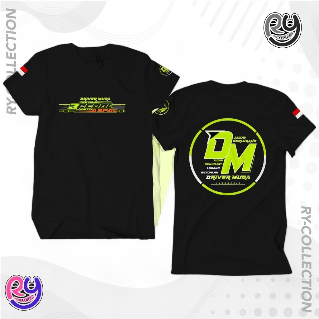 RY COLLECTION - KAOS DISTRO DRIVER MUDA BULAT HIJAU STABILO CREWNECK UNISEX PRIA WANITA