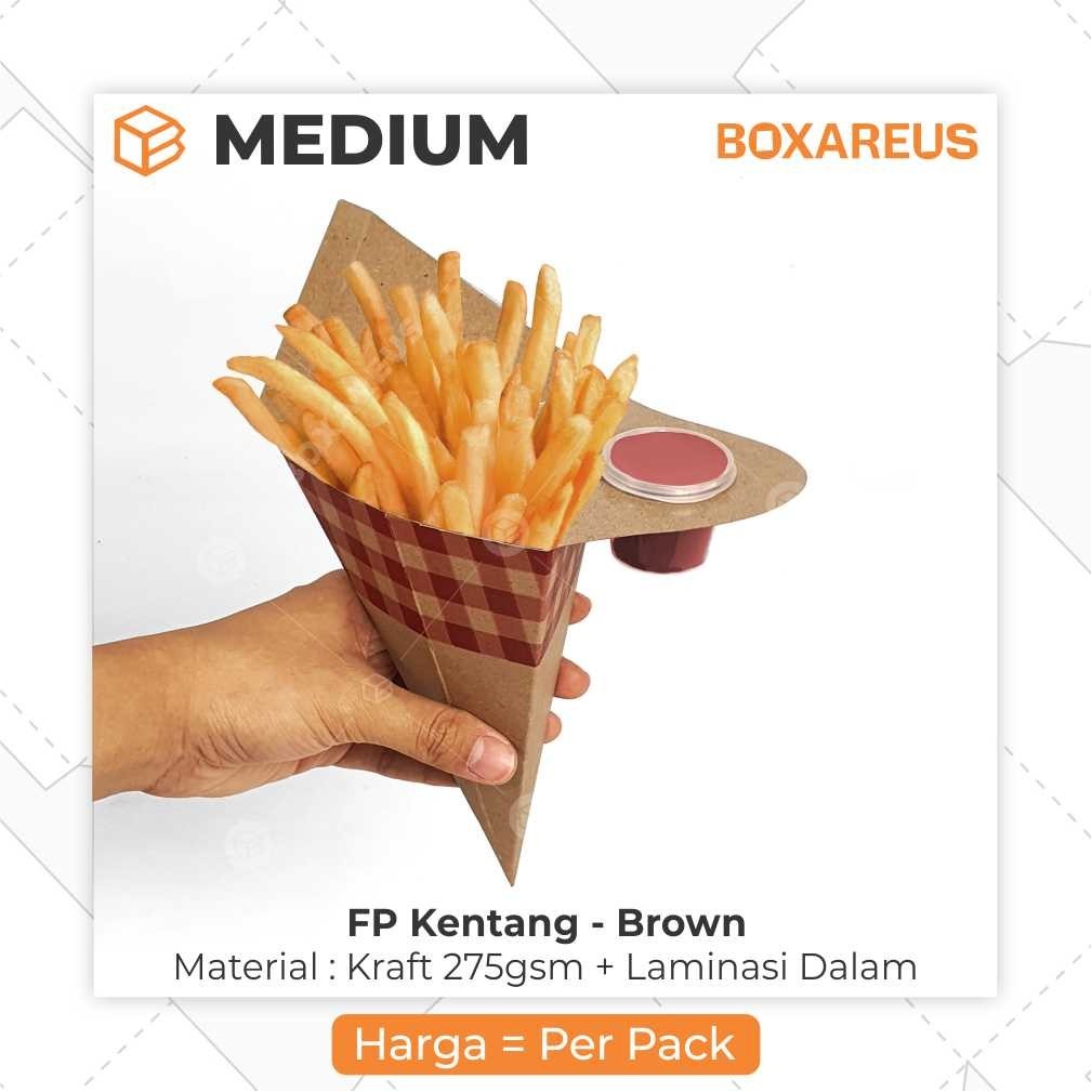 Box Kentang Goreng Dus Snack Kemasan French Fries Churros | FP Kentang Medium Brown