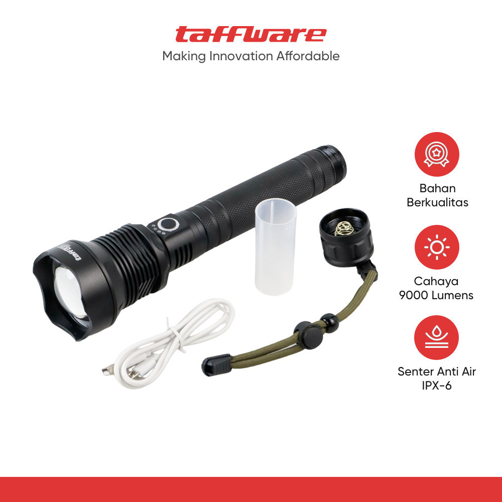 TaffLED Senter LED Long Range Zoom XHP70.2 9000 Lumens - HS313