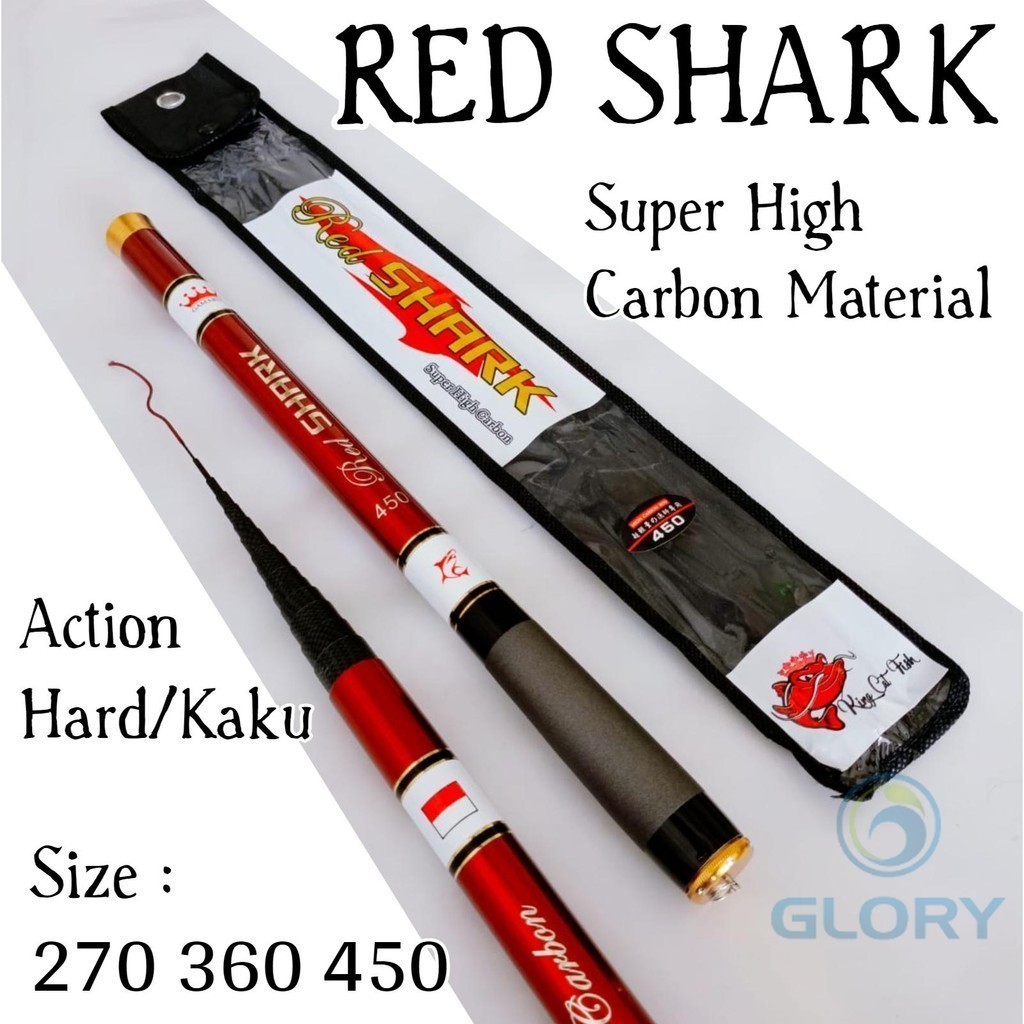 Gamaru Red Shark 270 360 450 Power 5kg Joran Tegek Ruas Pendek Bahan Carbon Action Hard Walesan Tong