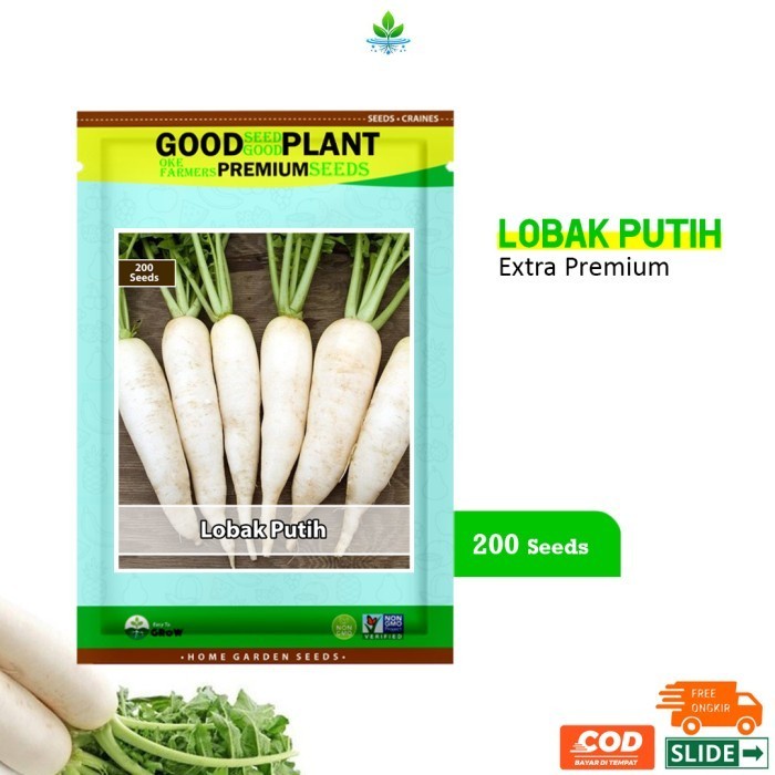 GOODSEED - 200 Biji Benih Bibit Sayuran Lobak Putih F1