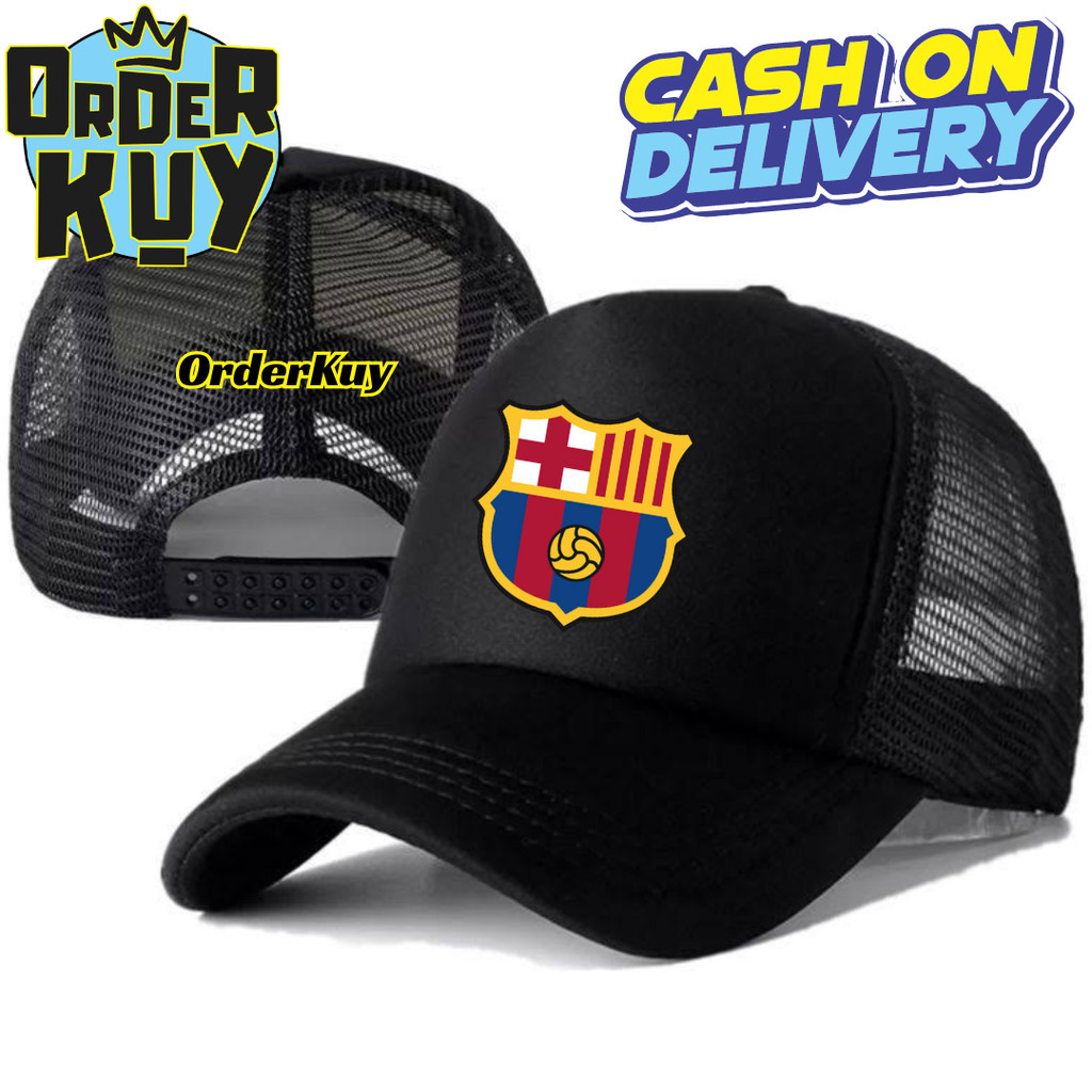 OrderKuy Topi Trucker BARCELONA - Topi Distro BARCELONA Logo - Topi BARCELONA Premium - Topi Pria De