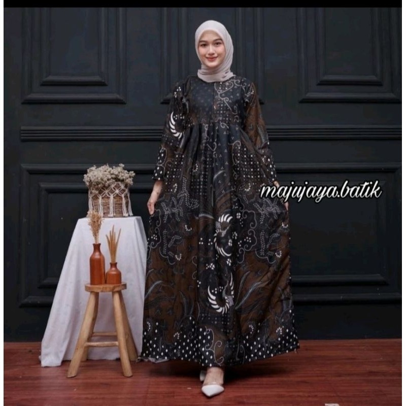 Gamis batik lemah teles LD100 LD110 LD120 LD130 Baju wanita syar'i Busui jumbo//BAJU WANITA MODEL BA