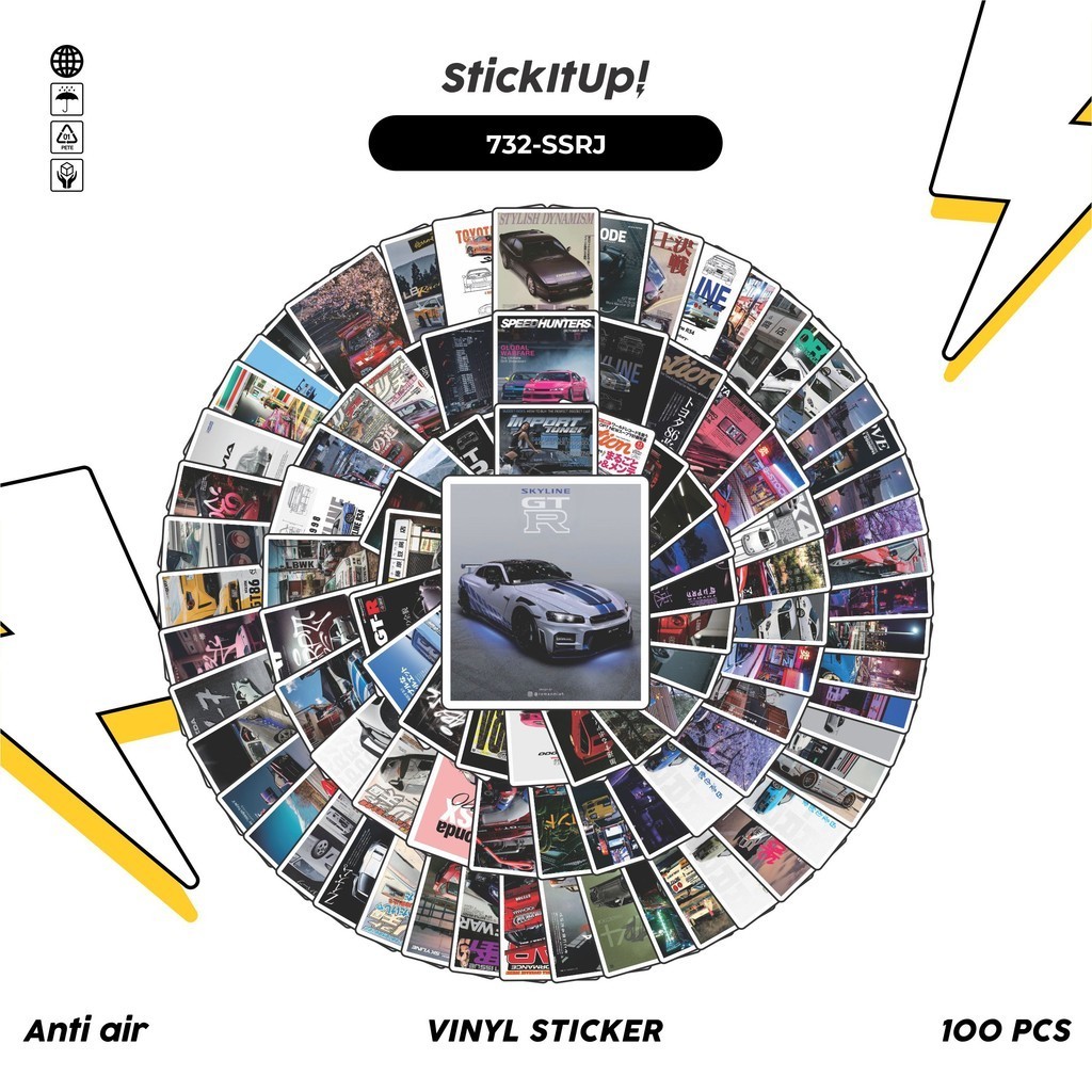 

COD✨ 100 Pcs Stiker Pack Super Street Racer JDM Car Lucu Aesthetic Vynil Waterproof untuk Freebies Sticker Buku Journal Casing HP Laptop