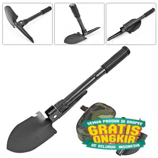 Sekop Cangkul Pacul Gergaji Mini Lipat Portable Shovel Kemah Berkebun/ kayu besi tembaga