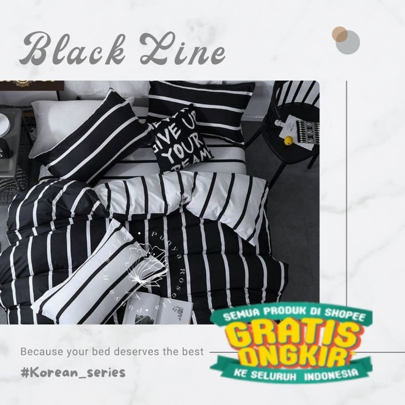 Spray Sprei Black White Line Hitam Putih Garis Seprai Aesthetic 120x200 160x200 180x200 Bedcover Min