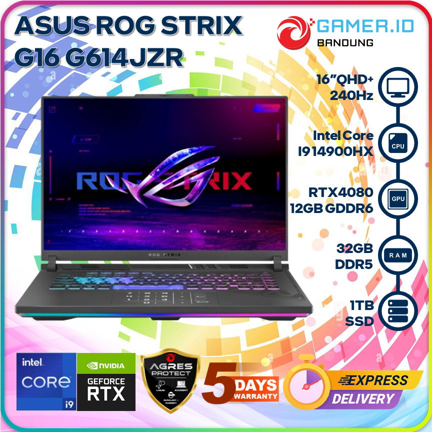 ASUS ROG STRIX G16 G614JZR I9 14900HX RTX4080 32GB 1TB 16" QHD+ IPS