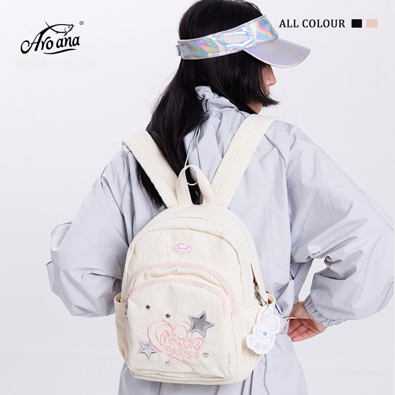 Tas Corduroy Y2k Ransel Wanita Tas Sekolah Backpack