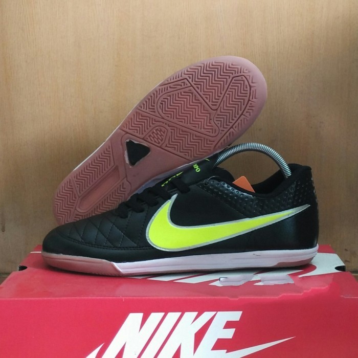 Terlaris ~Sepatu Futsal Ukuran Jumbo Big Size 44-45-46-47 Komponen Ori - hitam stabilo, 44