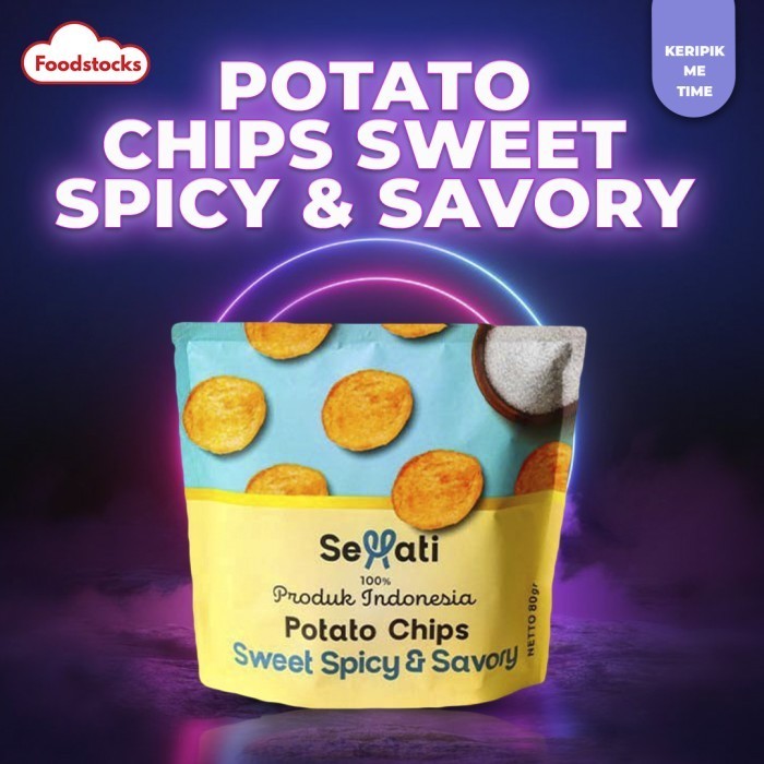 

TERMURAH Sehati Snacks Keripik Kentang Potato Chips Sweet Spicy & Savory 80g -