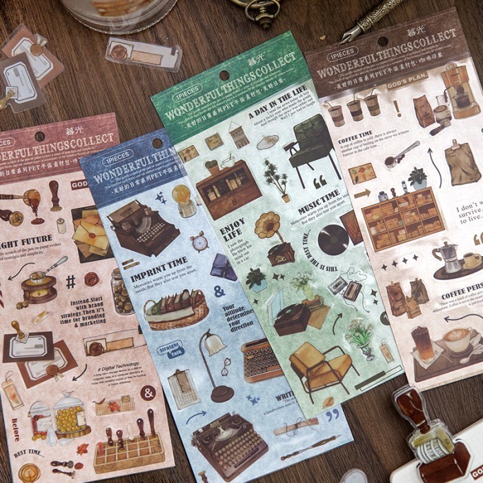 

Sticker Vintage Journal Scrapbook WONDERFUL THINGS COLLECT Stiker Deco Retro