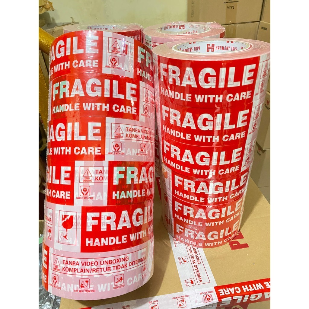 

Lakban fragile unboxing / fragile merah putih