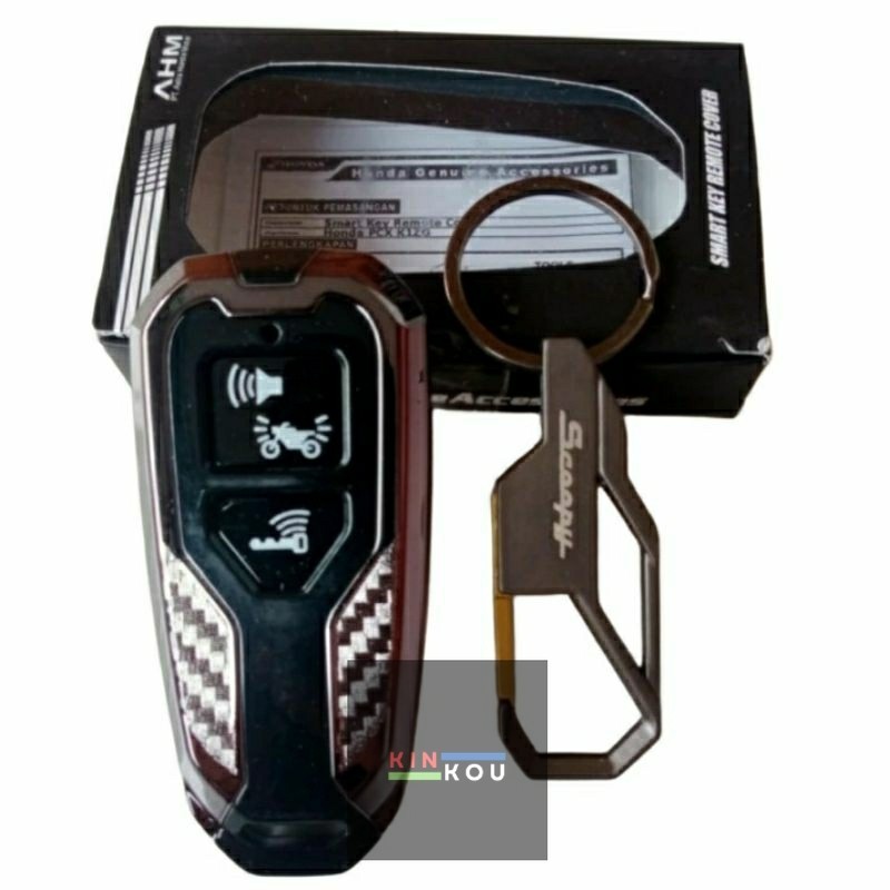Paket Gantungan Kunci Logo Scoopy 2023 dan Cover Remot Scoopy 2023 Original AHM