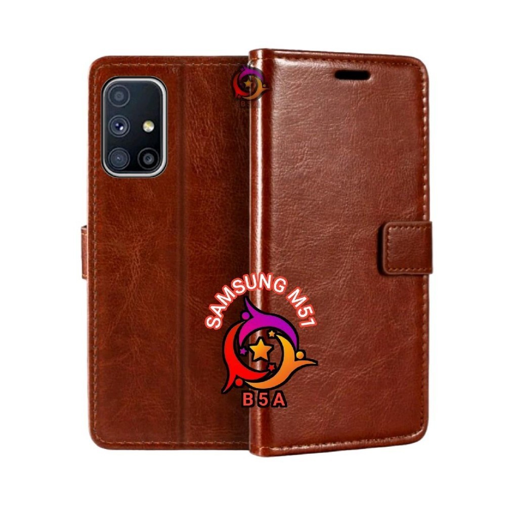 Case SAMSUNG M51 Flip Cover Wallet Leather Casing Dompet Kulit Untuk-SAMSUNG M51 Slot Card Warna Hit